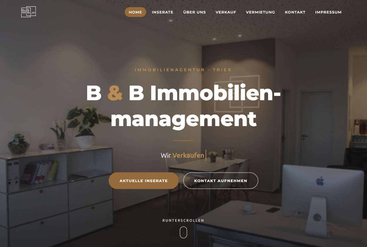 B & B Immobilienmanagement, Startseite des Redesigns